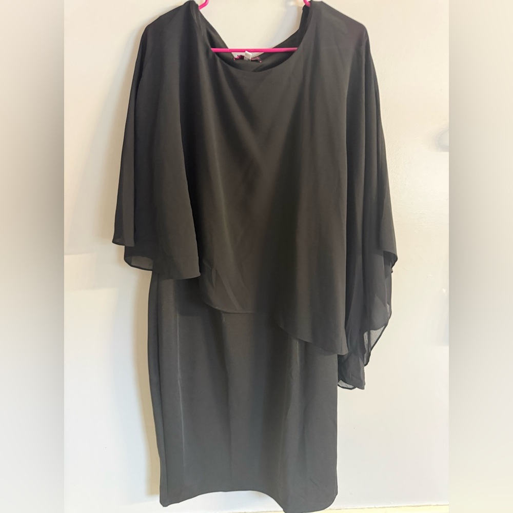 Hannah Black Chiffon Overlay Midi Dress